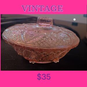 Pink Depression Glass Candy dish